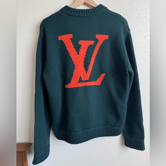 RARE LOUIS VUITTON Handknit Cartoon Fox Green Sweater - Picture 5 of 12